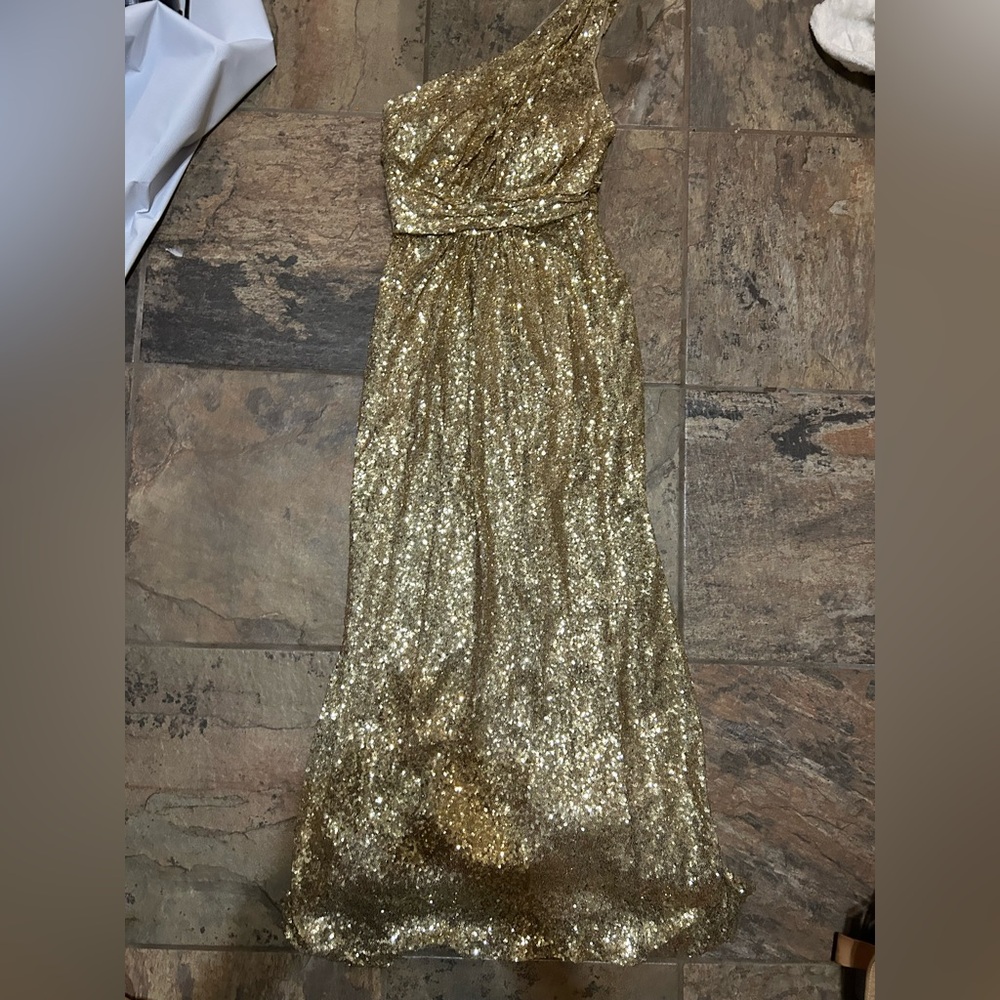 Revelry Glittering Gold One-Shoulder Dress